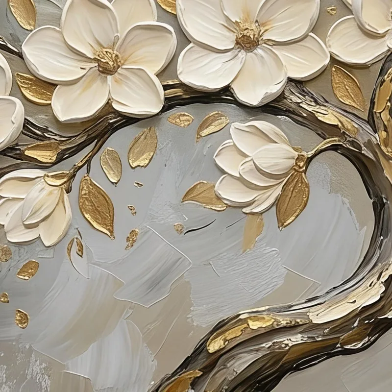 Arbre Fleurissant Doré tableau sur toile