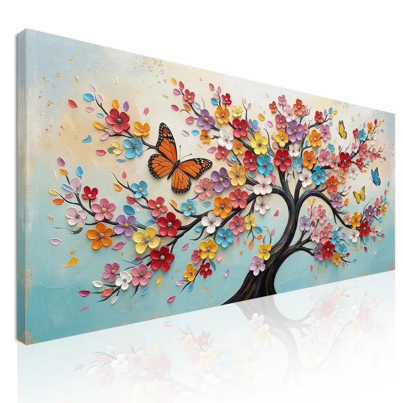 Arbre Papillon Floral Éclatant tableau moderne
