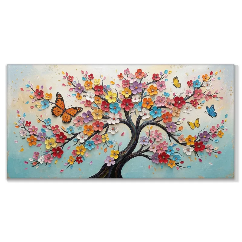 Arbre Papillon Floral Éclatant tableau moderne