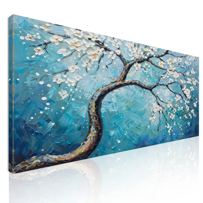 Impression sur toile branche de fleur de cerisier blanche