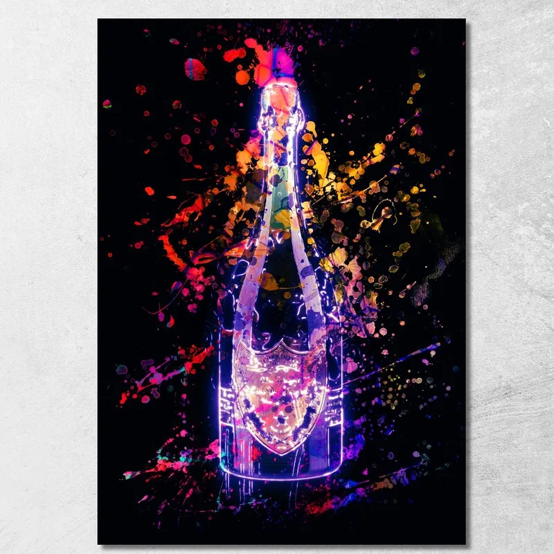 Modern Abstract Champagne Painting Dom Perignon Fluorescent Sketches canvas print