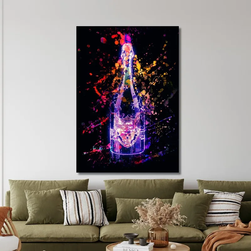 Peinture Abstraite Moderne Au Champagne Dom Pérignon Croquis Fluorescents