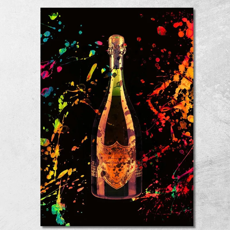 Modern Abstract Champagne Painting Moet Et Chandon Orange Green Shades canvas print