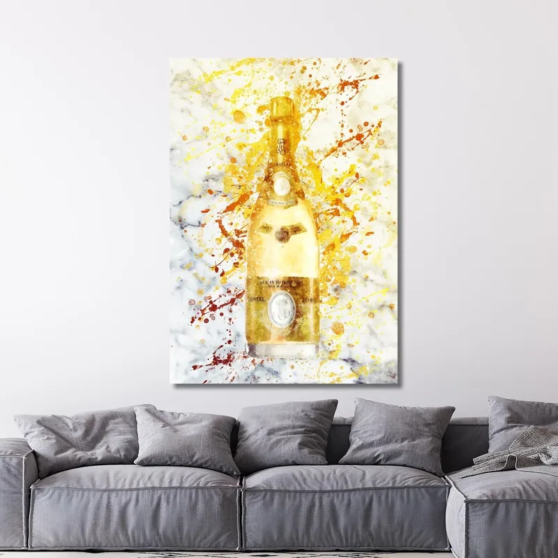 Pintura Abstracta Moderna De Champán Cristal Dorado Y Mármol