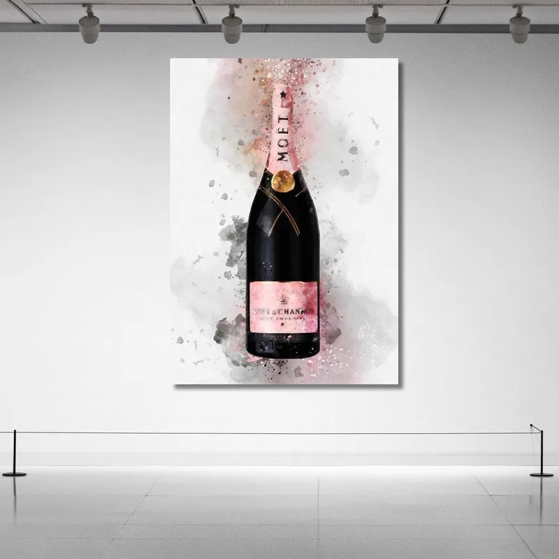 Quadro Moderno Champagne Astratto Moet Et Chandon Sfumature Rosa