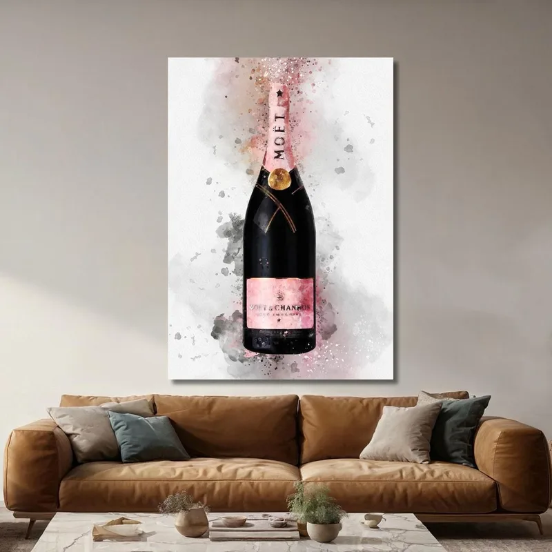 Quadro Moderno Champagne Astratto Moet Et Chandon Sfumature Rosa