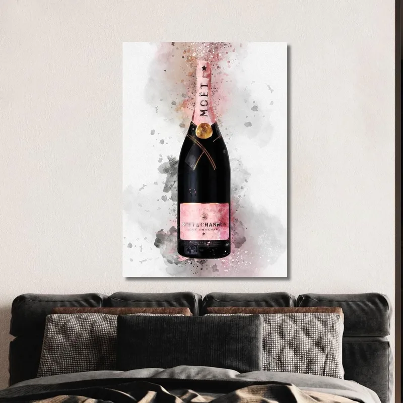 Quadro Moderno Champagne Astratto Moet Et Chandon Sfumature Rosa