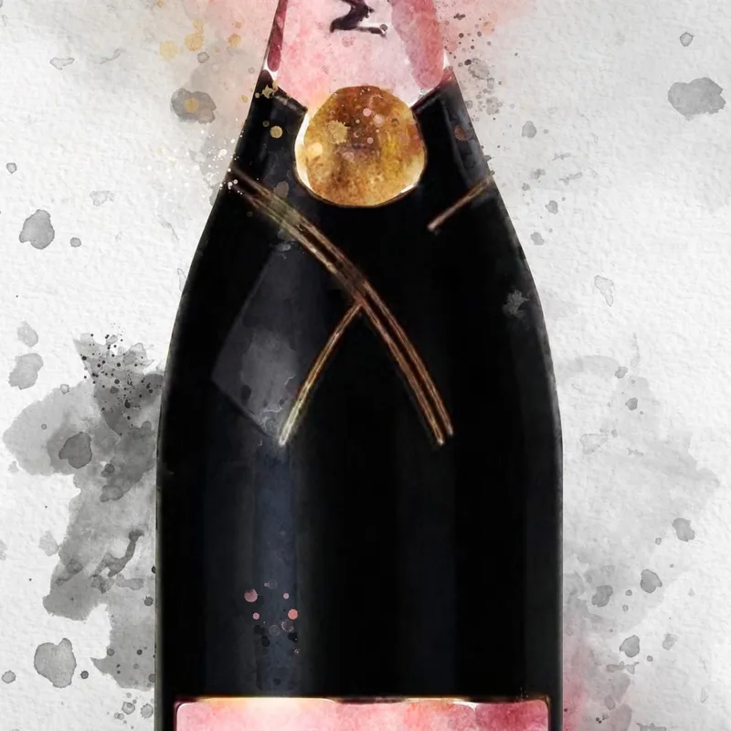 Quadro Moderno Champagne Astratto Moet Et Chandon Sfumature Rosa