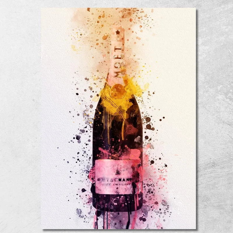 Modern Abstract Champagne Painting Moet Et Chandon Fluorescent Sketches canvas print