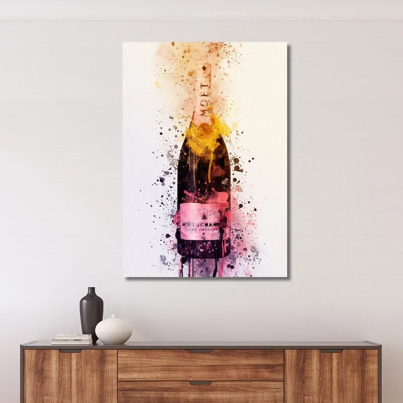 Pintura Abstracta Moderna De Champán Moet Et Chandon Bocetos Fluorescentes