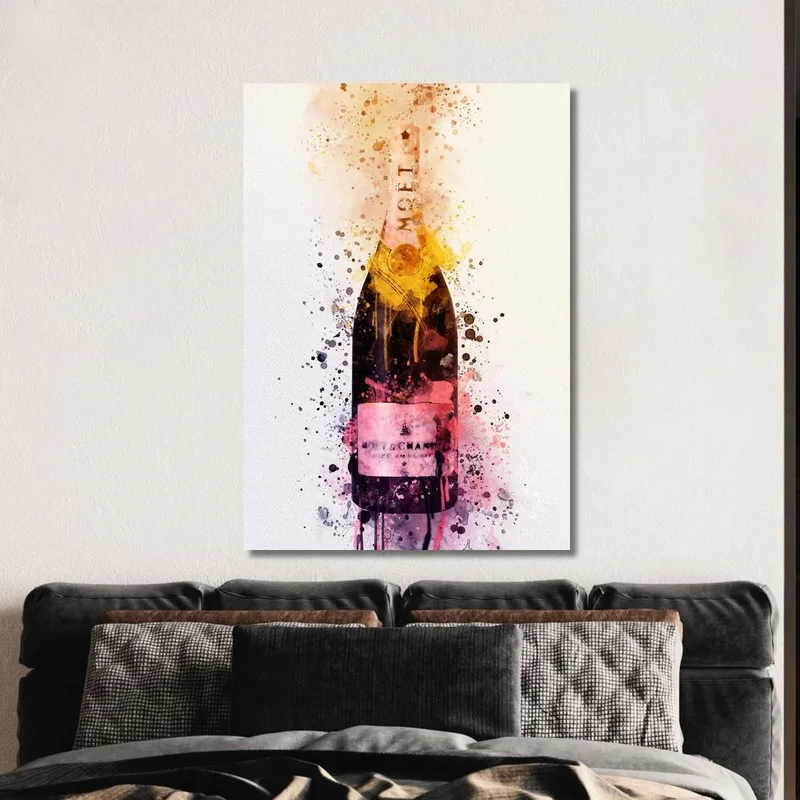 Pintura Abstracta Moderna De Champán Moet Et Chandon Bocetos Fluorescentes