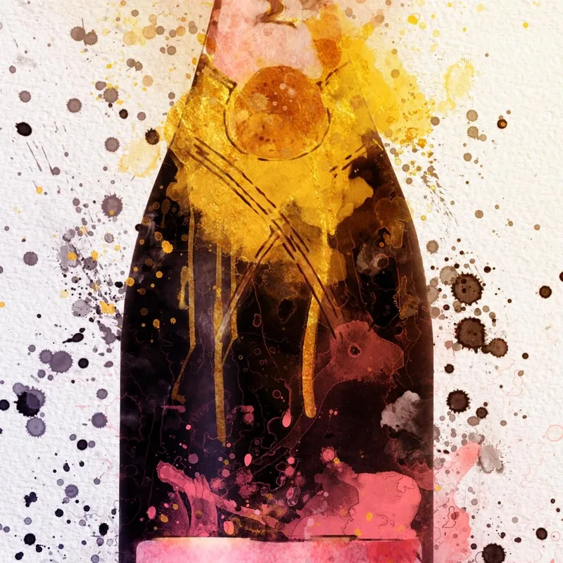 Pintura Abstracta Moderna De Champán Moet Et Chandon Bocetos Fluorescentes