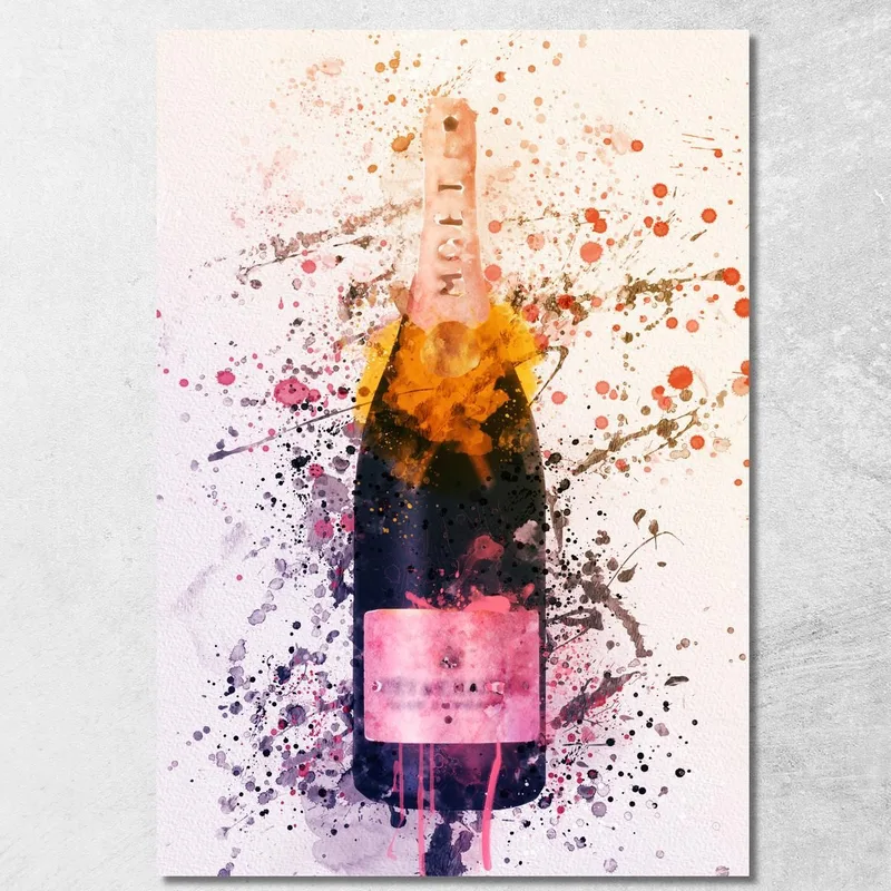 Modern Abstract Champagne Painting Moet Et Chandon Purple Golden Splashes canvas print