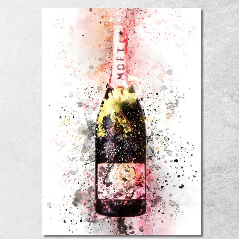 Modern Abstract Champagne Painting Moet Et Chandon Splashes Purple Transparent canvas print
