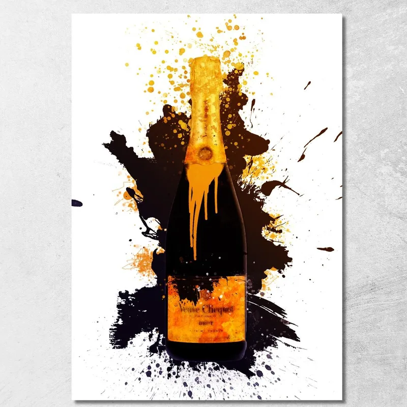 Modern Abstract Champagne Painting Veuve Clicquot Cast Black canvas print