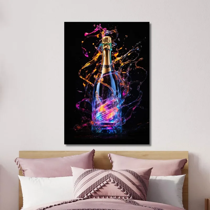 Cuadro Moderno Champán Brillante Multicolor Energía Vivaz