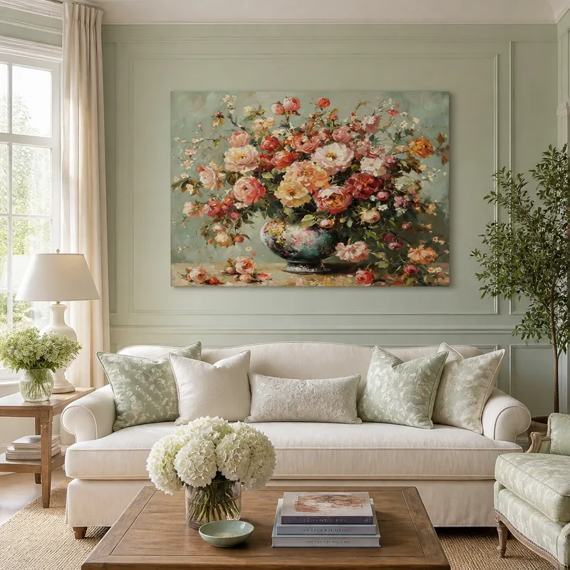 Canvas art print romantic floral bouquet