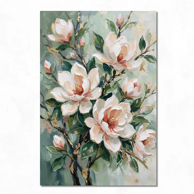 Canvas wall art magnolia blossom elegance