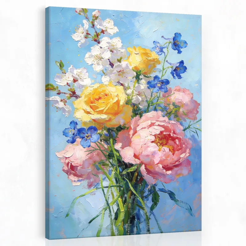 Bouquet Floreale Vibrante quadro moderno su tela