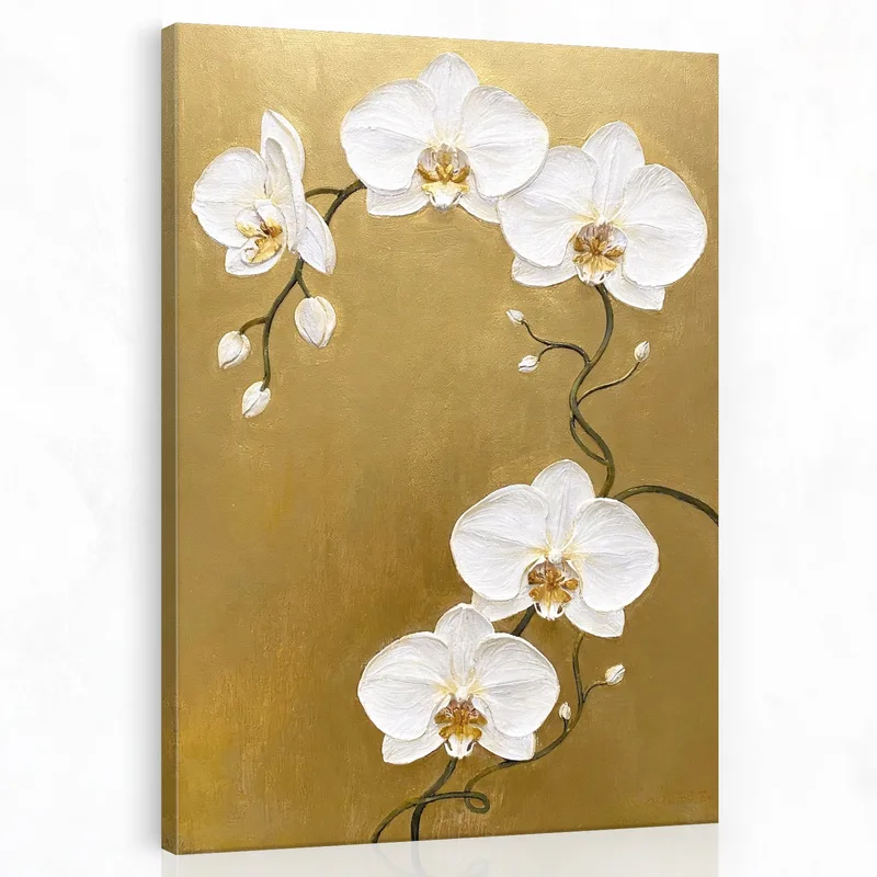Quadro moderno orchidee bianche su oro
