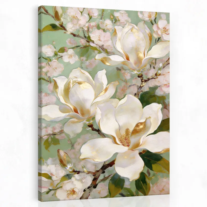 Quadro moderno fiori di magnolia bianchi