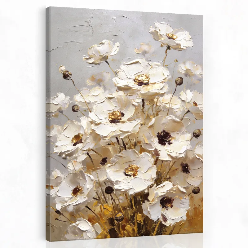Stampa su canvas eleganza floreale bianca