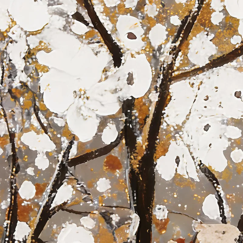 Arbre Abstrait Fleurie Doré tableau sur toile