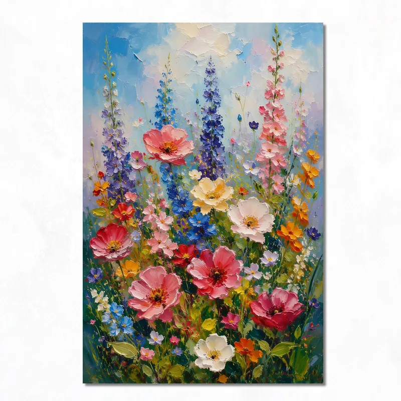 Flores vibrantes de pradera primaveral cuadro moderno