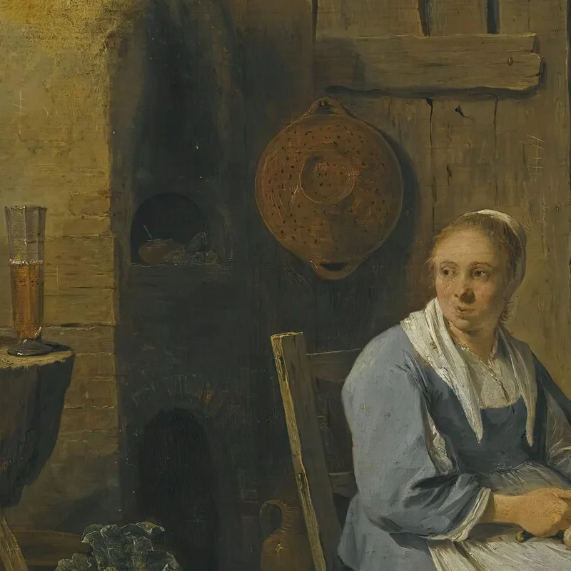 Un Interior De Granero Con Una Criada Preparando Verduras David Teniers The Younger