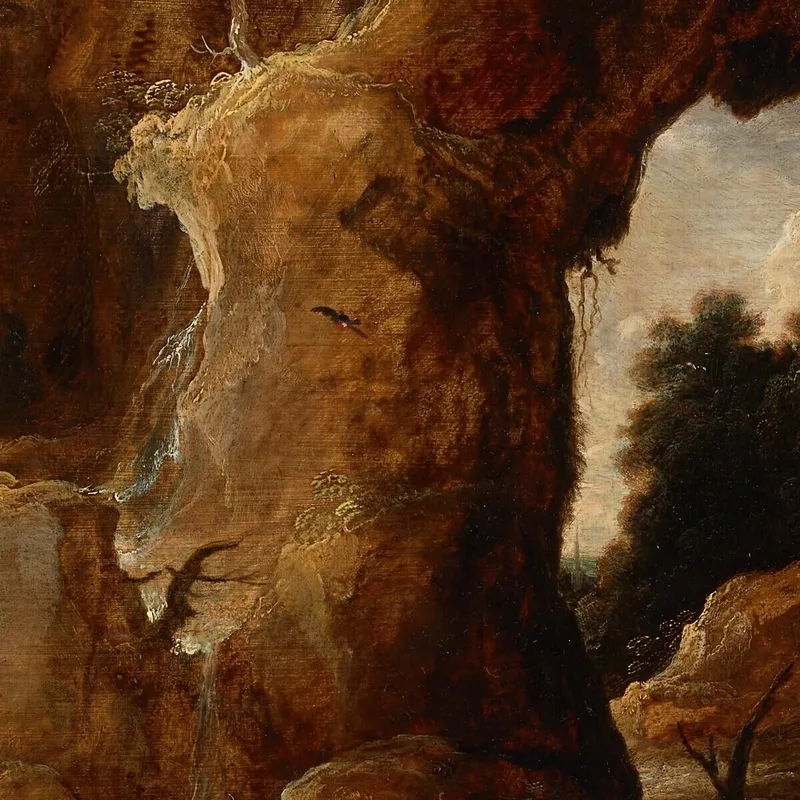 Una Gruta Con Figuras Un Ciervo Y Una Cigüeña David Teniers The Younger