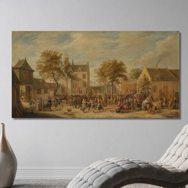 Una Kermés Con Aldeanos Celebrando En Una Plaza Del Pueblo David Teniers The Younger
