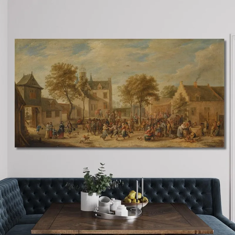 Una Kermés Con Aldeanos Celebrando En Una Plaza Del Pueblo David Teniers The Younger