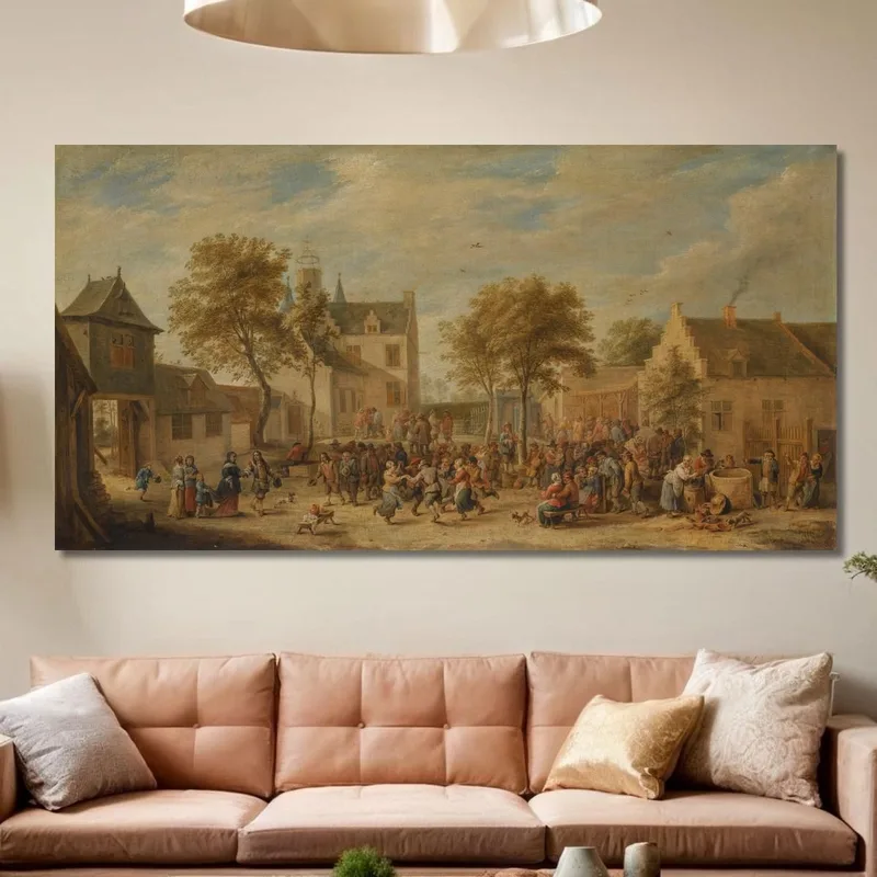 Una Kermés Con Aldeanos Celebrando En Una Plaza Del Pueblo David Teniers The Younger
