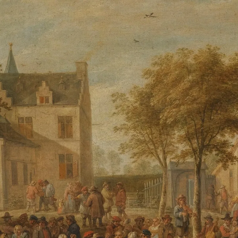 Una Kermés Con Aldeanos Celebrando En Una Plaza Del Pueblo David Teniers The Younger