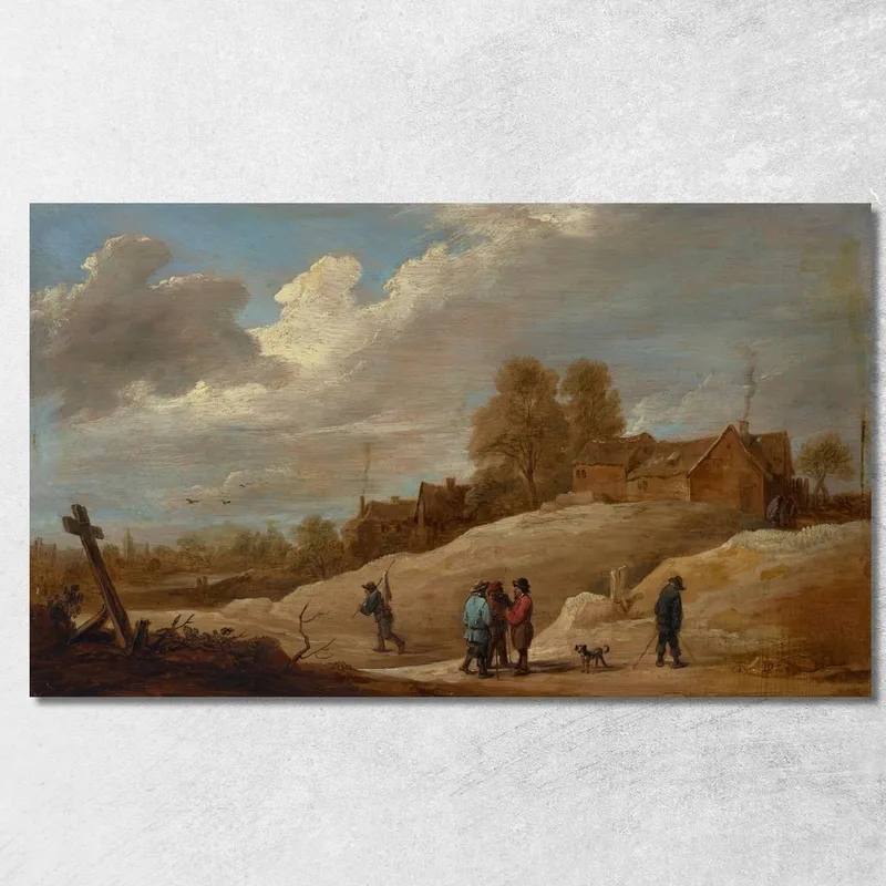 Eine Landschaft Mit Figuren Am Rande Einer Stadt David Teniers The Younger drucken auf leinwand