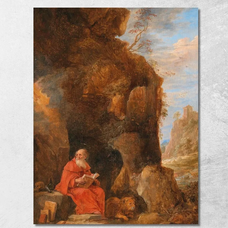 Eine Landschaft Mit Dem Heiligen Hieronymus Vor Einer Grotte David Teniers The Younger drucken auf leinwand