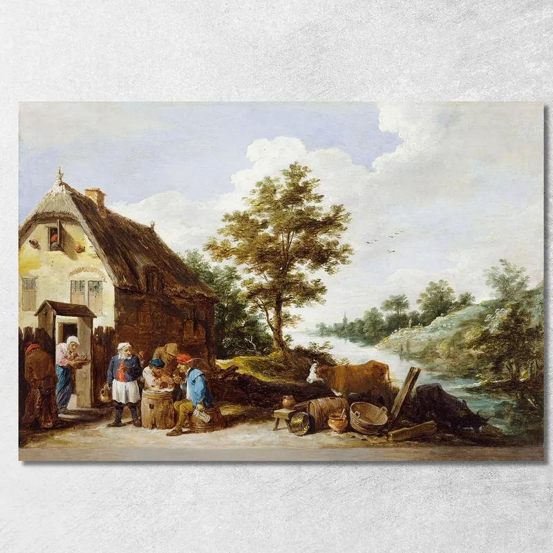 Ein Gasthaus Am Flussufer David Teniers The Younger drucken auf leinwand
