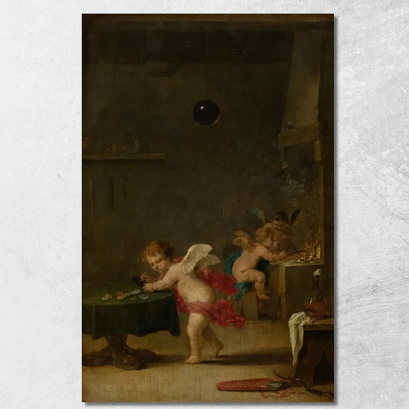 Amoretten In Der Werkstatt Eines Alchemisten David Teniers The Younger drucken auf leinwand