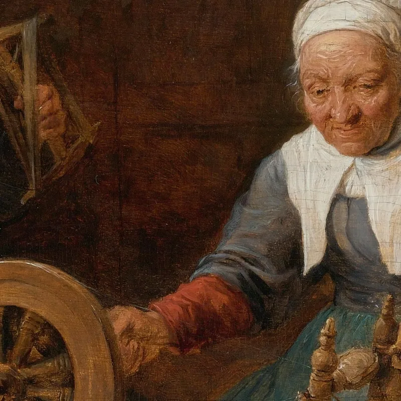 Una Pareja De Ancianos Hilando Lana En Un Interior David Teniers The Younger