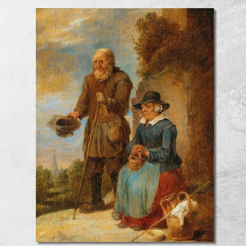 Ein Altes Paar Bettelt Auf Der Straße David Teniers The Younger drucken auf leinwand