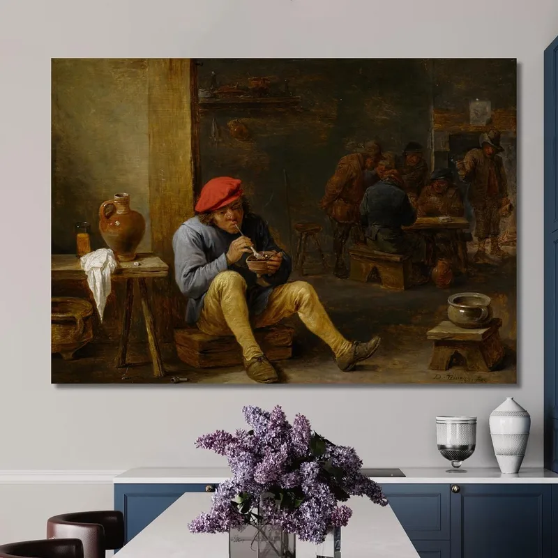 Un Campesino En Una Taberna Encendiendo Su Pipa David Teniers The Younger