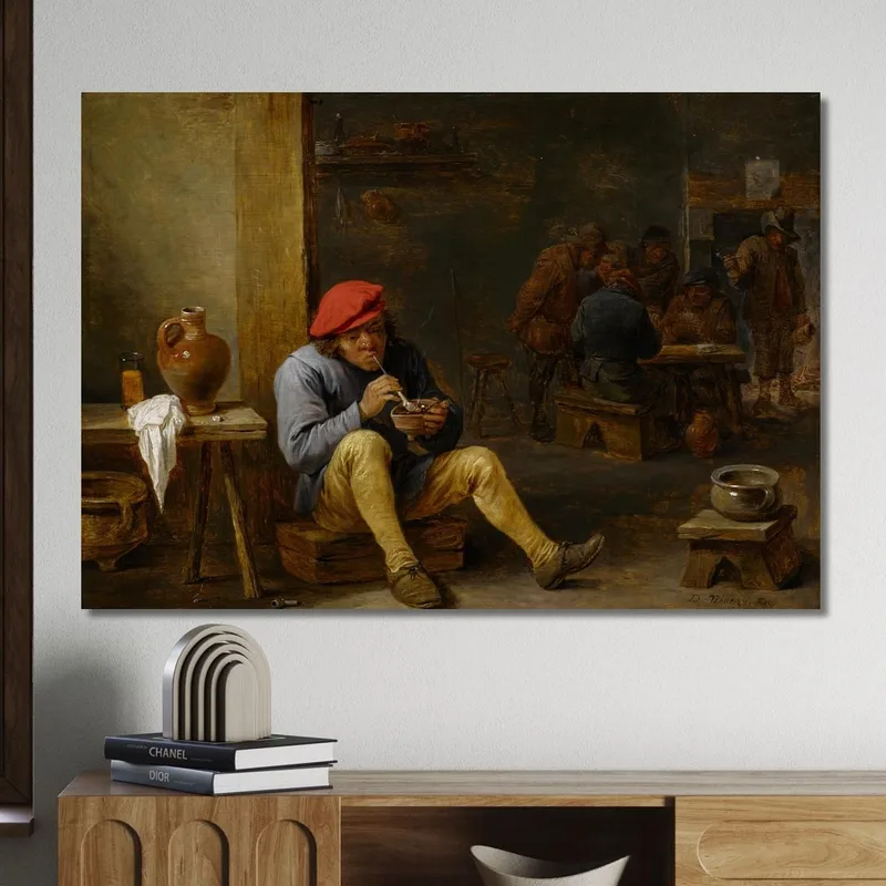 Un Campesino En Una Taberna Encendiendo Su Pipa David Teniers The Younger