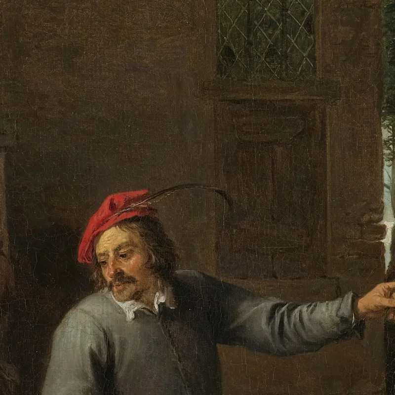 Paysan À La Porte D'Un Cottage Avec Une Femme Assise Et Un Enfant David Teniers The Younger