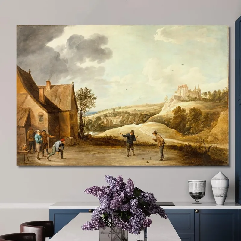 Paysage Avec Des Paysans Jouant Aux Boules Devant Une Auberge David Teniers The Younger
