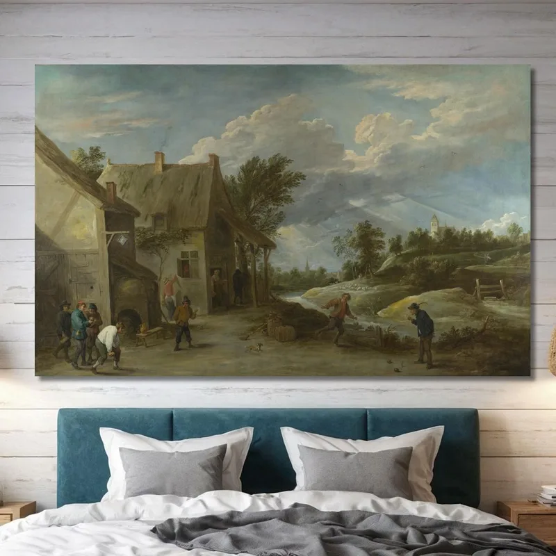 Contadini Che Giocano A Bocce Davanti A Una Locanda Del Villaggio David Teniers The Younger