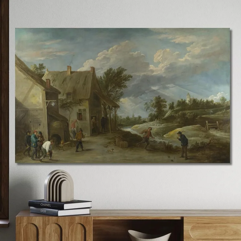 Contadini Che Giocano A Bocce Davanti A Una Locanda Del Villaggio David Teniers The Younger