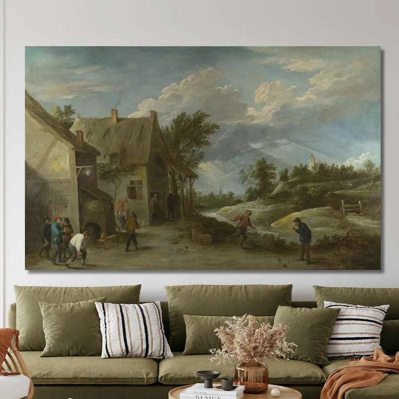 Contadini Che Giocano A Bocce Davanti A Una Locanda Del Villaggio David Teniers The Younger