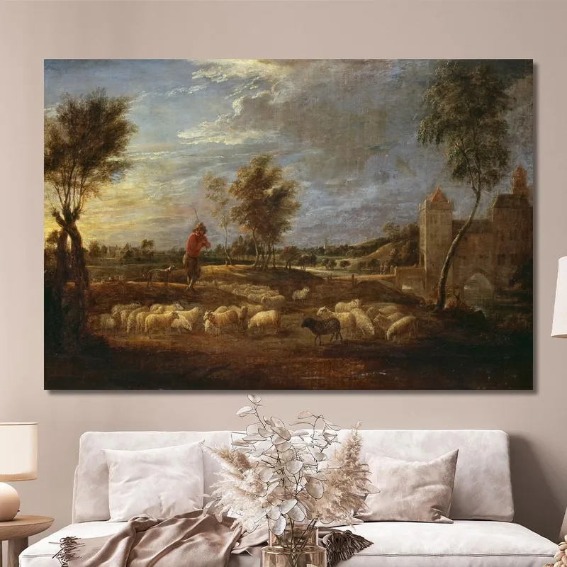 Paesaggio Al Tramonto Con Un Pastore E Il Suo Gregge David Teniers The Younger