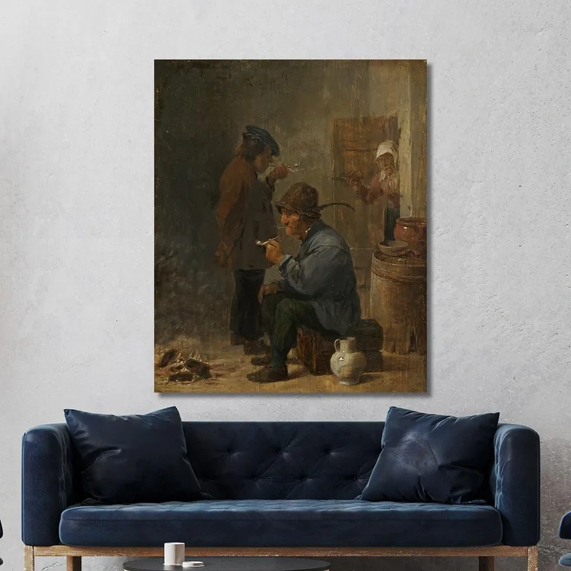 Deux Paysans Fumant Près Du Feu De Charbon David Teniers The Younger