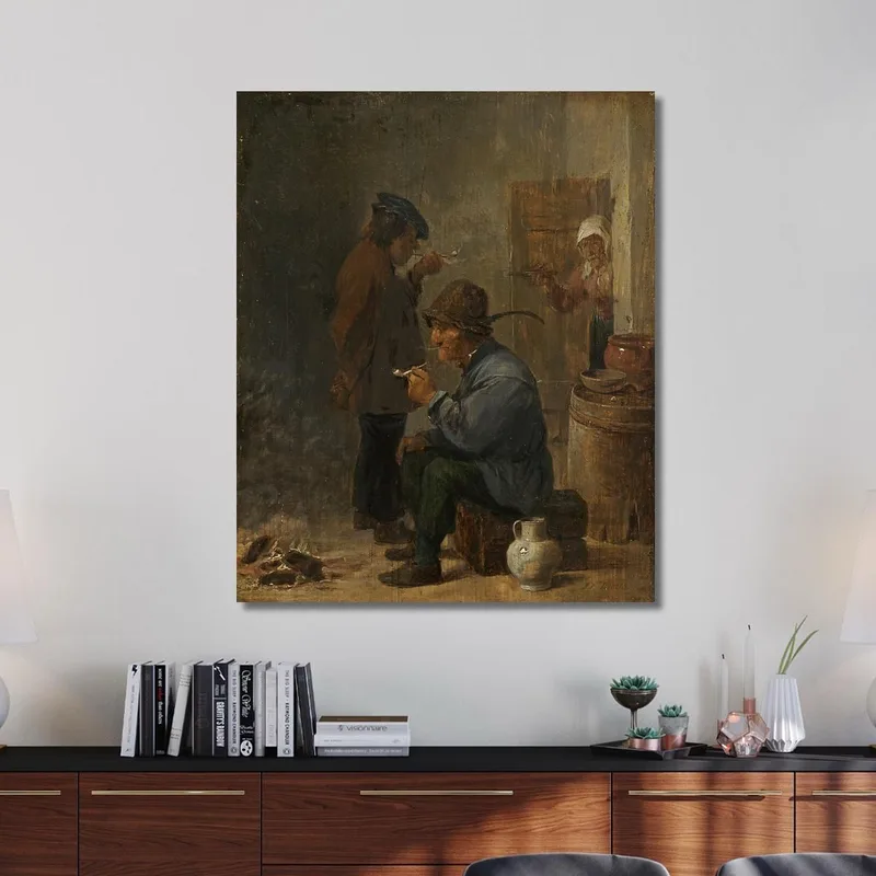 Deux Paysans Fumant Près Du Feu De Charbon David Teniers The Younger